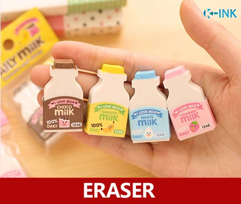 

5 packs / lot , cute milk bottle eraser set , kawaii milk bottle shaped eraser for kids as school stationary