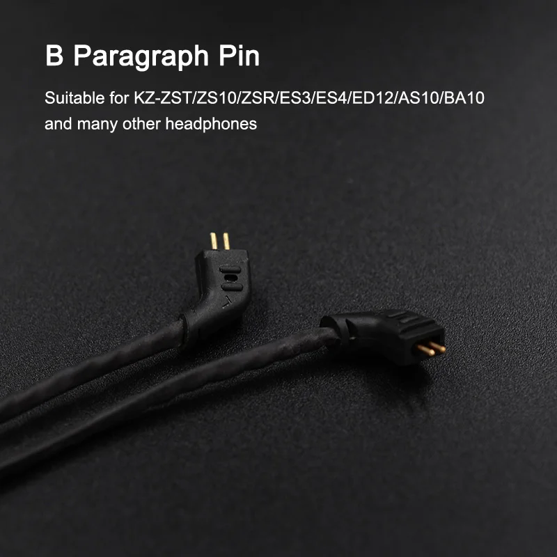Плотным верхним ворсом KZ черный, серебристый цвет покрытием провода наушники Обновление кабель для ZS10/ZSA/ZS6/ZS4/AS10 0,75 мм 2 булавки наушники съемный аудиокабель - Цвет: Black Cable B Style