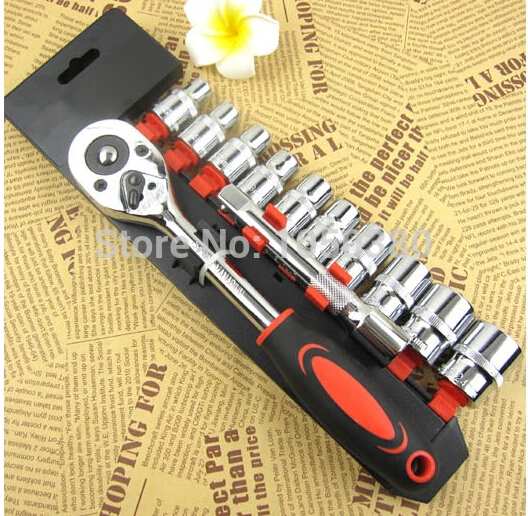 12pcs 1/2" drive socket set chrome combination sockets ratchet wrench