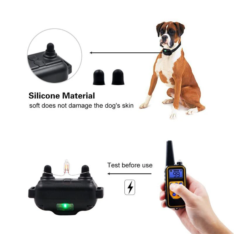 Rechargeable Waterproof Electronic Dog Training Collar Stop Barking LCD Display 800m Remote Electronic Shock Training Collars