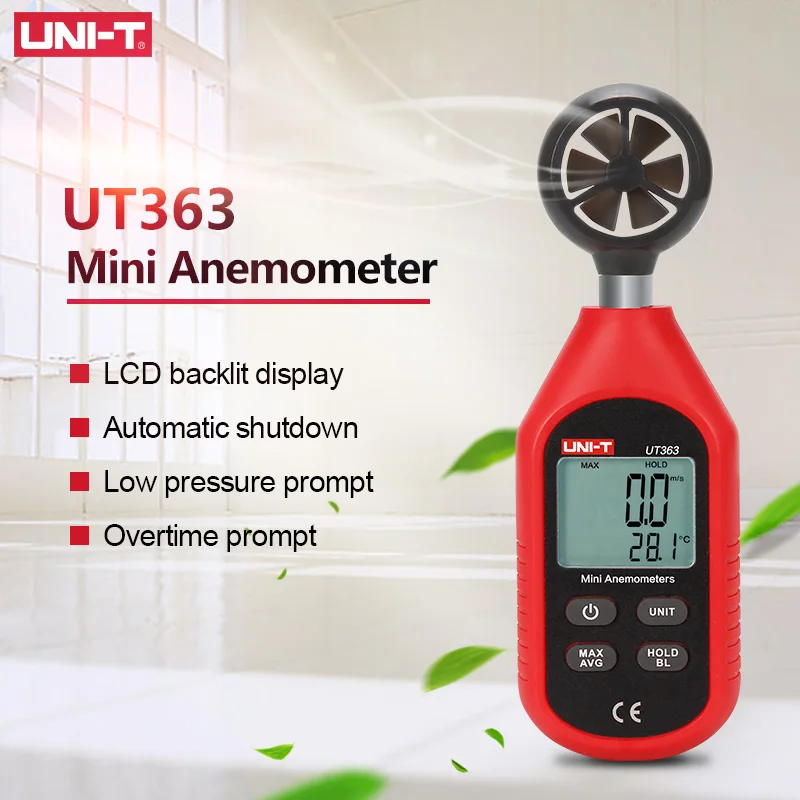 UNI-T UT363 UT363BT измеритель скорости ветра цифровой мини Анемометр Датчик ЖК-дисплей подсветка 0-30 м/с тестер Температуры Анемометр