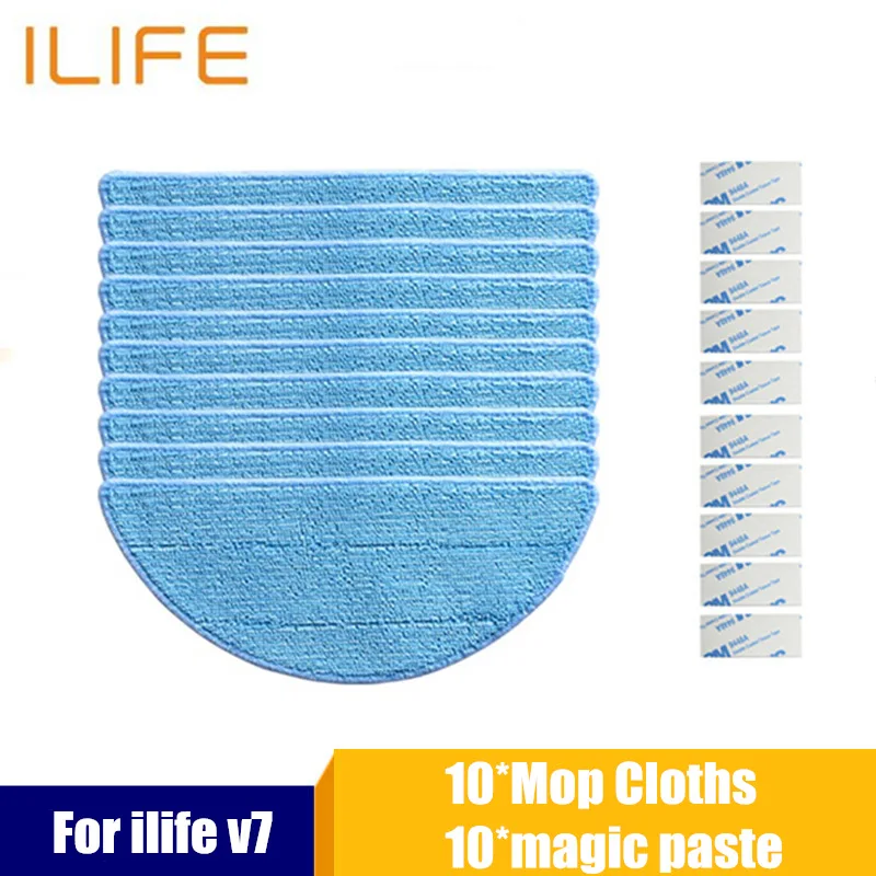 

20pcs/lot 10*Mop Cloths+10*magic paste for ILIFE V7 Robot Vacuum Cleaner parts chuwi ilife v7 cleaning mop cloth accessories