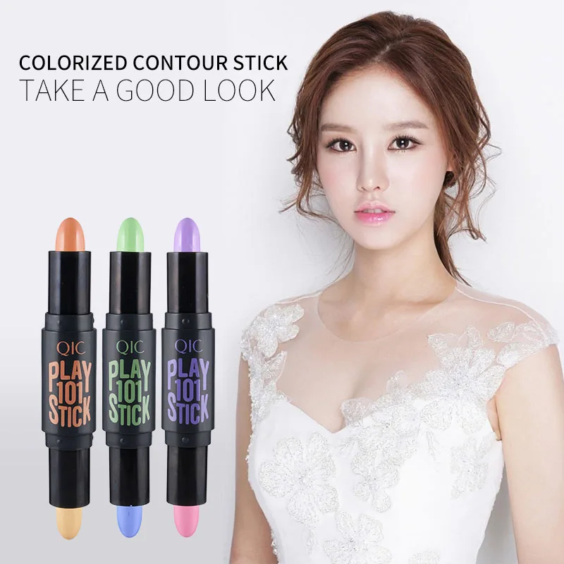 

1PC Makeup Double Head 2 In 1 Concealer Stick Colorful Face Foundation Contour Stick Brighten Highlighter Bar 3 Colors TSLM1