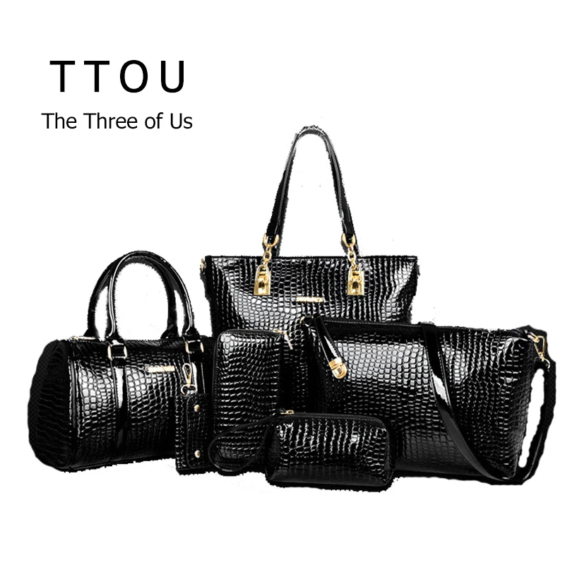 6 Pcs/Set Luxury Bag Handbag Shoulder Bag Tote KeyWallet PU Leather Designed Top-handle Bag For Women Female Messenger Bag TTOU