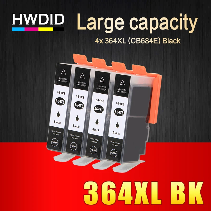 HWDID 4 шт. 364XL черный совместимый картридж Замена для HP 364 xl Deskjet 3070A 5510 6510 B209a C510a C309a