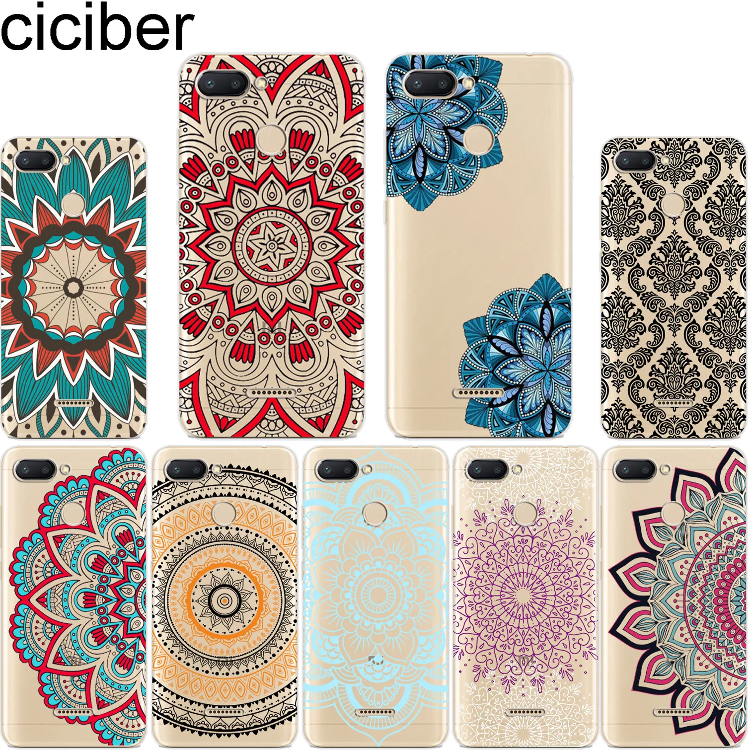 

ciciber for Xiaomi Redmi 6 5 4 3 A X S Plus Pro S2 Phone Case for redmi Note 7 6 5 4 3 X A Pro Soft TPU Back Capa Mandala Flower