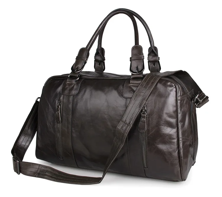 

Augus First Layer Cow Leather Handbag Casual Business Leather Mens Large Capacity Travel Duffel Bag For Young 7190J-1