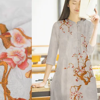 

35mm heavy silk fabric 120cm wide digital printing chinese silk fabric dress natural linen fabric wholesale linen cloth