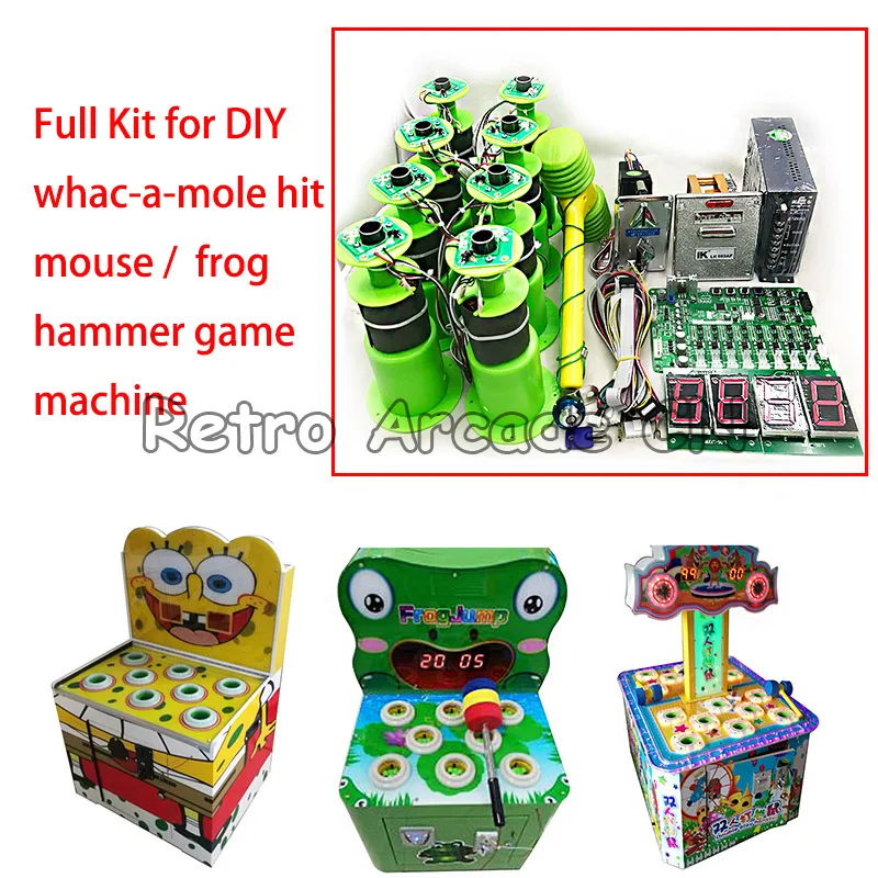 DIY удара лягушка/мышь Аркада монетами игровой автомат Полный комплект с материнской платы, 8 удара головы, молоток для детей
