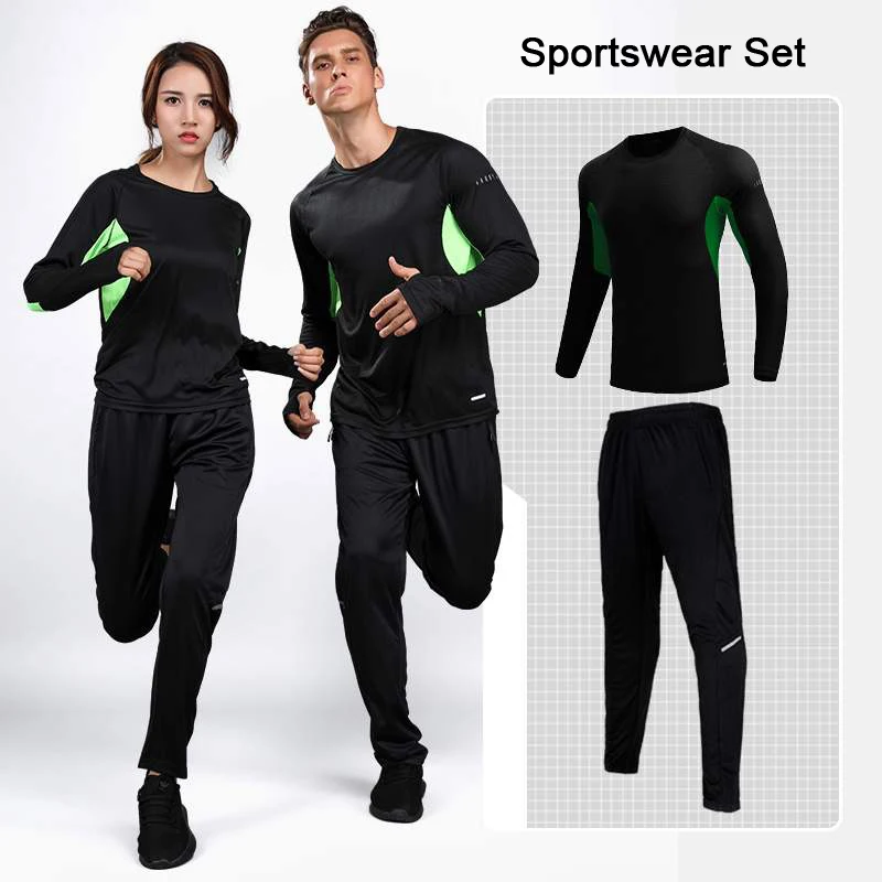 

Men Sport Suits Sportswear Set women Gym Clothing Fabric Fitness Training Tracksuit O-Neck Design Running Sets Mens Jogging Suit