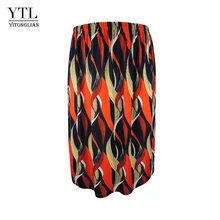 YTL Женская длинная юбка размера плюс 4XL 5XL 6XL Boho с волнистым принтом и высокой талией, повседневные Летние Юбки миди для женщин, большие размеры H124