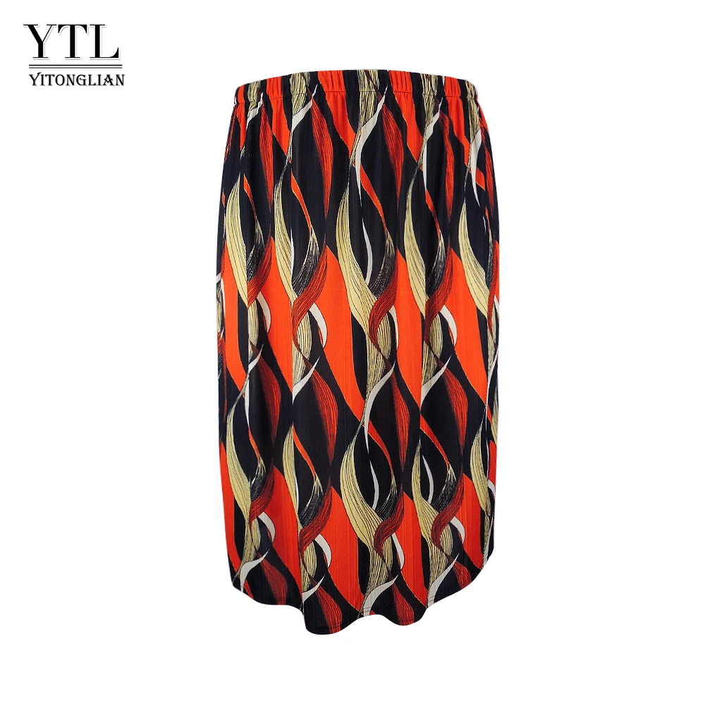 

YTL Ladies Plus Size Long Skirt 4XL 5XL 6XL Boho Wave Print High Waist Casual Holiday Summer Midi Skirts Women Large Size H124