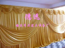 2015 NEW Designed Wedding Backdrops with luxurious Gold Swag for Wedding Decorations 3m*6m wedding stage curtain