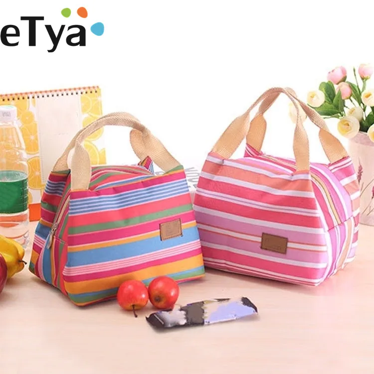 eTya Insulated font b Lunch b font font b Bag b font Thermal Stripe Tote font