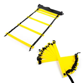 

PP +Nylon Straps Football Training Ladder 6 Rung 3M Fitness Bodybuilding Outdoor Sports Yellow Soccer Speed Equipment