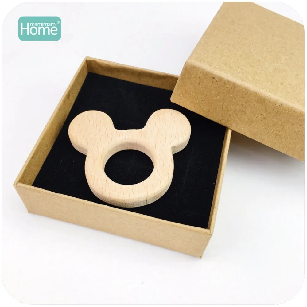 MamimamiHome Baby Beech Wood Rattles Mickey Head 10pc Teether Bracelet Toy For A Stroller Play Gym Accessories Montessori Toys