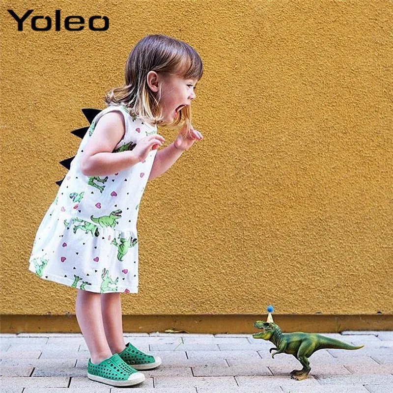 

Hot Sale Girl Dress Summer 2018 Children Kids Clothes Dinosaur Print Sleeveless Costume Toddler Newborn Party Mini Dresses