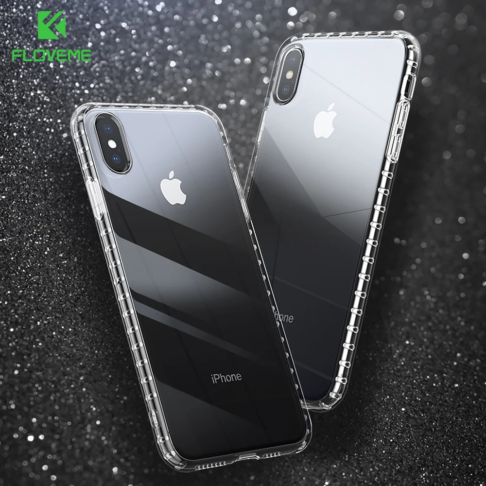 

FLOVEME Original Clear Case for iPhone 7 8 Plus X Shockproof Silicon Phone Bag Cases for iPhone X XR XS Max Luxury Accessories