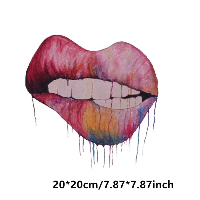 

Sexy Lips Ironing on Heat Transfer A-level Washable Vinyl Patches Stickers for Clothes T-shirts DIY Appliques Wholesale Patches