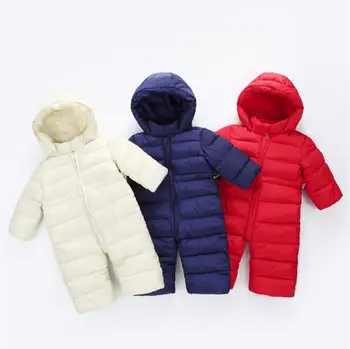 

2020 New Design Baby Boys Girls Solid Color Winter Thick Warm Snowsuit Girl Boy Baby Clothes Pram Jacket Coat with Hand Warmers