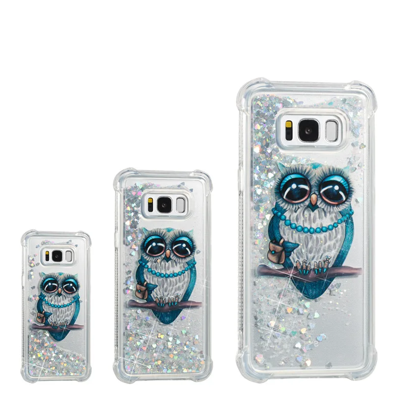 Liquid Case for Samsung Galaxy A6 A8 Plus 2018 S8 S9 Plus S6 S7 Edge Note8 Note9 S5 S6edge Glitter Love Silicone PC Full Cover (33)