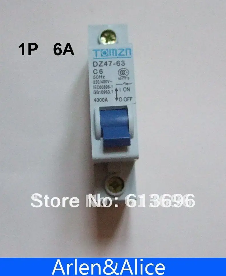 1P 6A 230/400 В~ 50 Гц/60 Гц Мини автоматический выключатель MCB C45 Тип C