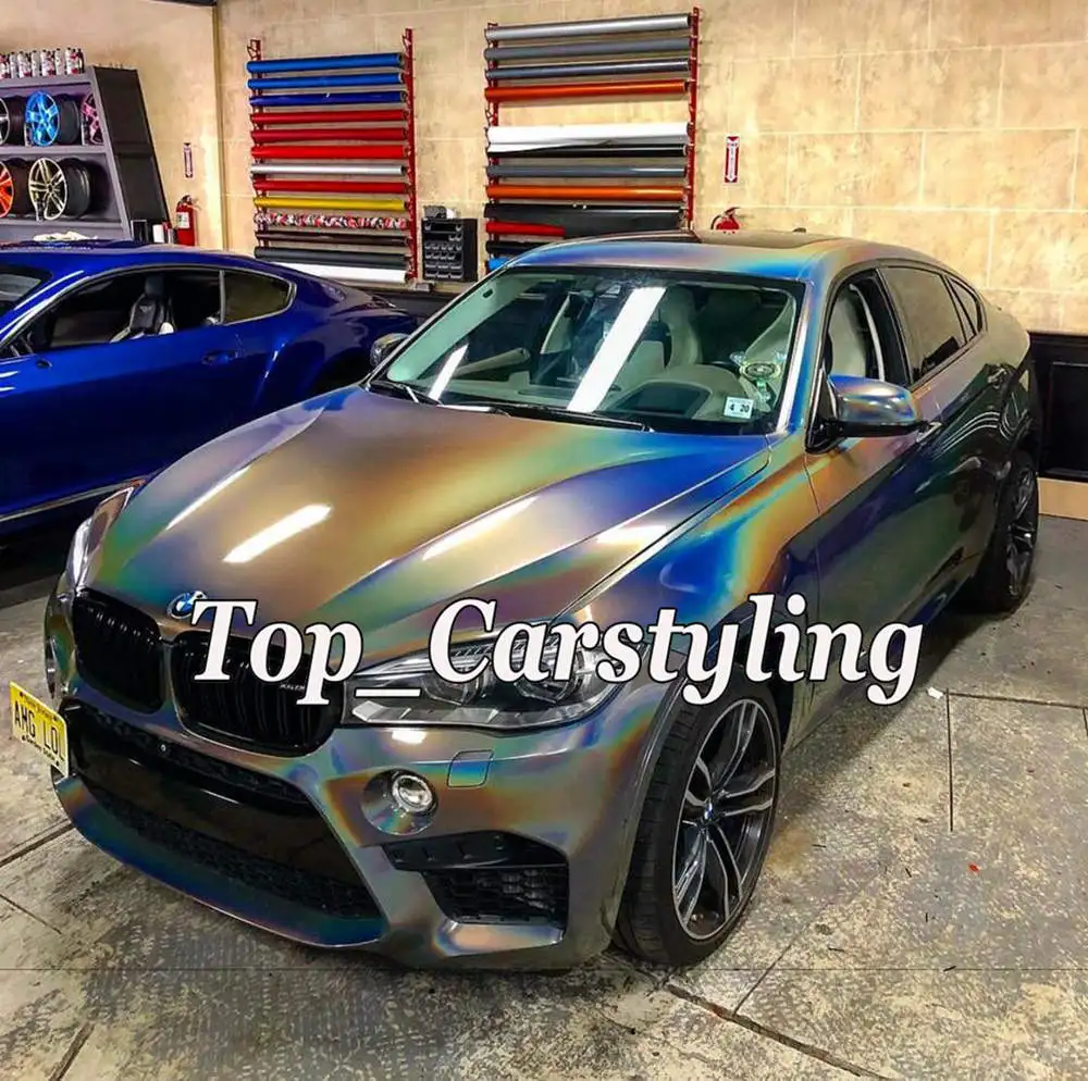 

Grey Psychedelic Flip Vinyl Wrap with Air bubble Free For Car Wrap Covering Rainbow Gloss psychedelics size 1.52x20m/5x67ft