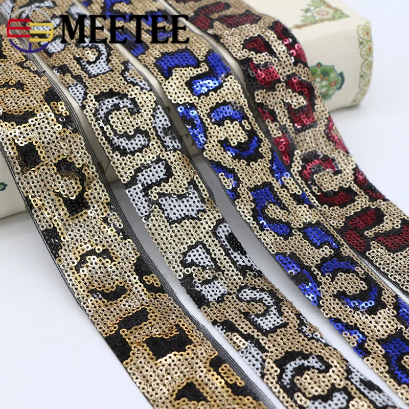 

4Meters Sequins Lace Trim Ribbons Shoes Hat Garment Decorative Webbings Fabric Dance Dress Paillette DIY Sewing Accessories