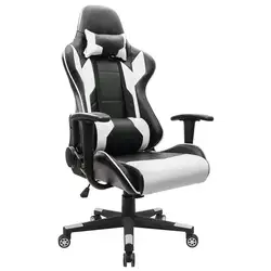 Homall Исполнительный поворотный кожаный игровой стул, гоночный стиль с высокой спинкой офисный стул с поясничной поддержкой и подголовником