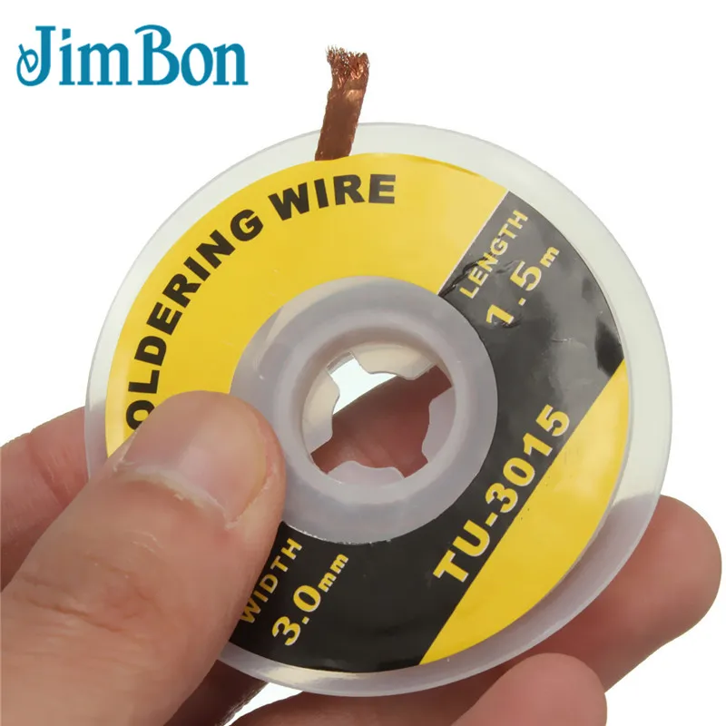 

JimBon 1pc 3mm Security 5 ft. 3mm Desoldering Braid Solder Remover Wick BGA Desoldering Wire Bra Worldwide