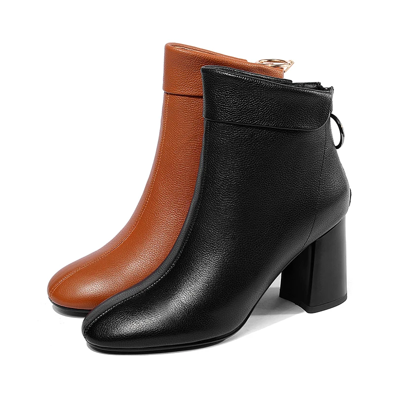 stivale quadrata caramello in nero pelle vera alto donna Wetkiss primavera 2019 stivaletti donna scarpe punta tacco Zip colore nuovo donna nero 7fFwqgY