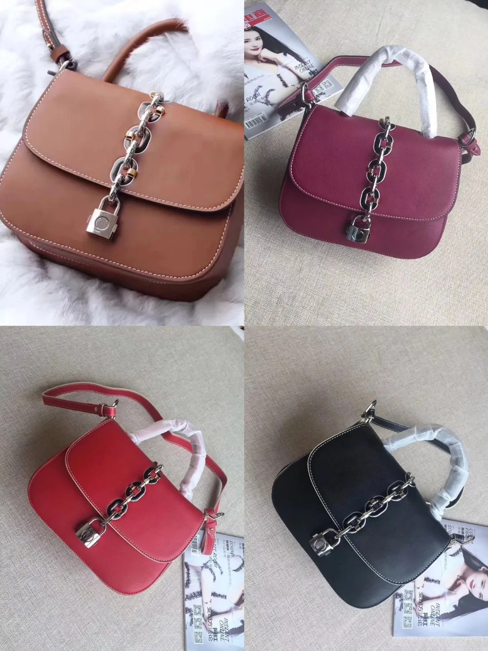 

free shipping New retro chain shoulder bag leather small square bag fashion lock her portable leisure small round female bag