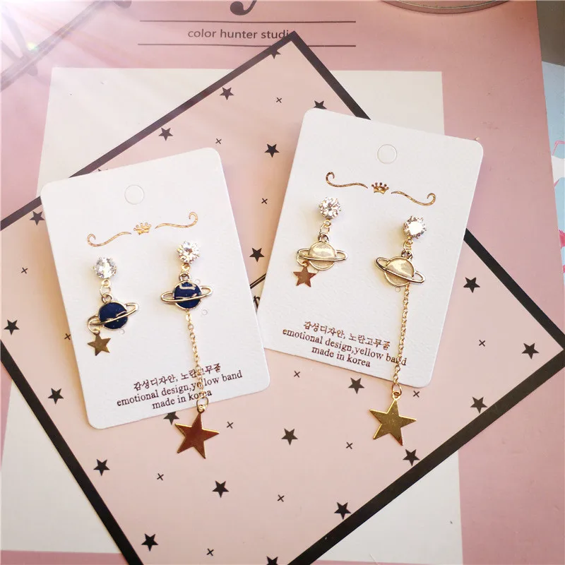 

Korea Handmade Cartoon Planet Star Asymmetry Women Drop Earrings Dangle Earrings Fashion Jewelry Accessories-JQD5