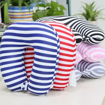 

Urijk Striped Neck Travel Pillow Filling Foam U Shape Pillows Cushion Soft Foam Particle Pillows For Airplane Traveling Office