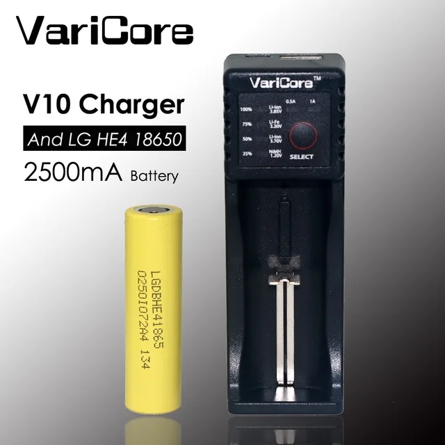 1 pc .. New original LG HE4 18650 lithium battery 3.7 V 2500 mAh + VariCore V10 charger | Электроника
