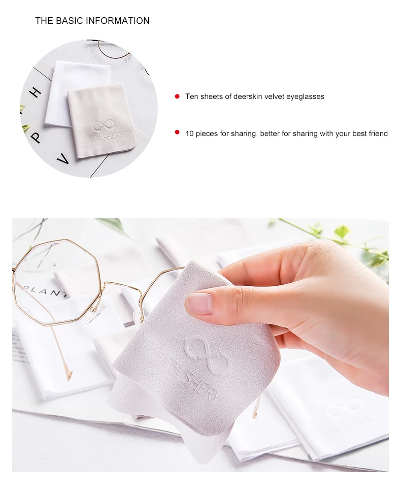10 pcslots white and gray Chamois Glasses Cleaner Microfiber Glasses Cleaning Cloth For Lens Phone Screen Cleaning Wipes 1 (2)