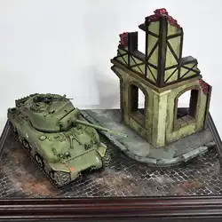 1/35 Европейский дом руины модель военного танка 3D головоломки DIY живопись развивающие игрушки подарок на день рождения для детей малышей