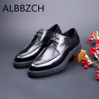 

New men's genuine leather dress shoes men male business leisure fashion shoes thick-soled soft cow leather daily work man shoes