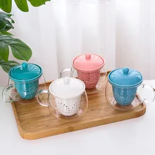 Креативный керамический чай дуршлаг для фруктов, стеклянный чай с крышкой, подарок на день рождения, дизайн, китайский стиль, чайная чашка