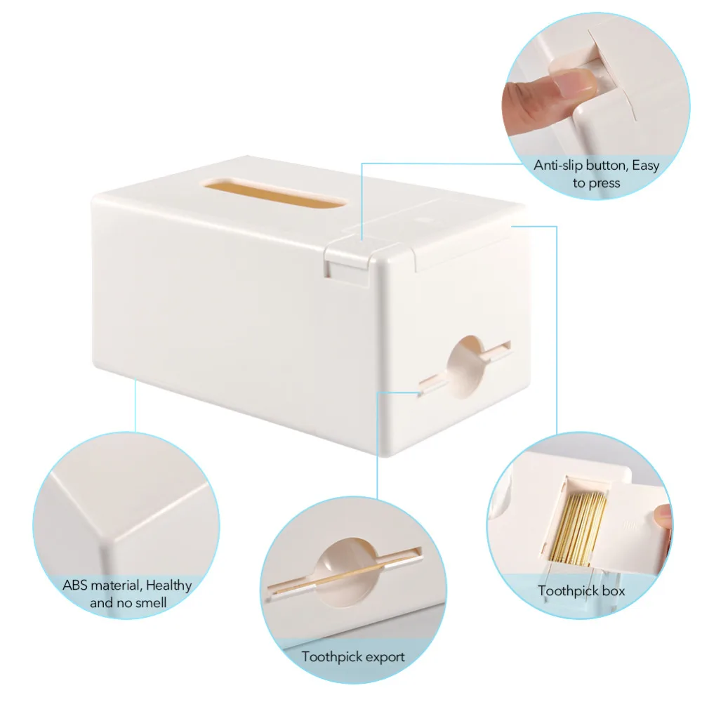 

Removable Tissue Roll Paper Tissue Box Home Bathroom Car Tissue Box Container Napkin Log Tissue Holder with Toothpick Dispenser