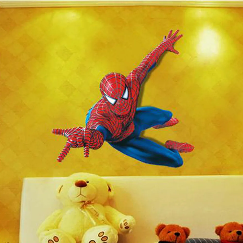 Disney90* 110 см наклейка Человек-паук съемный мультфильм детская комната, Наклейка Большая
