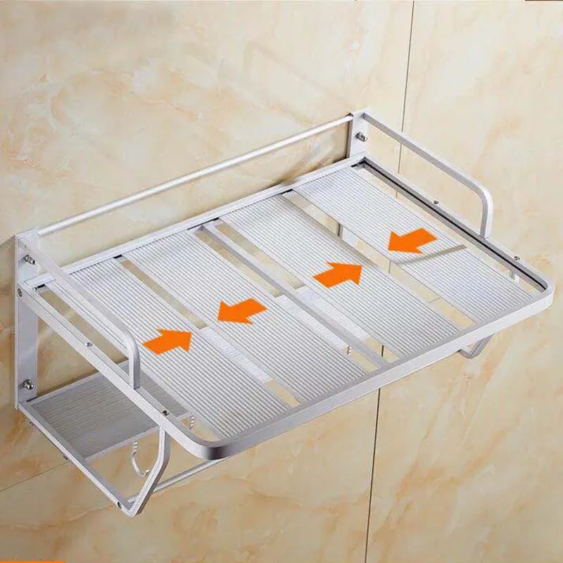  Space Aluminum Microwave Oven Bracket Wall Mounted Kitchen Rack Light Grate 2 kitchen Shelf Microwa - 32865438708