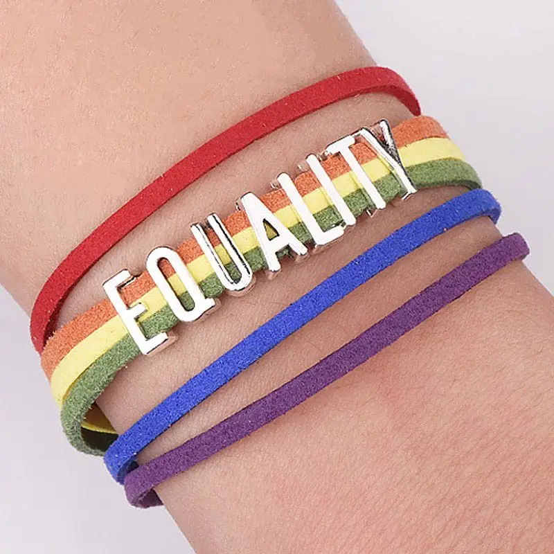 Ручной работы Нить Браслет нетрадиционной Кожаные браслеты ювелирные изделия Радуга дружбы равных ретро браслет LGBT для Для мужчин Для женщин