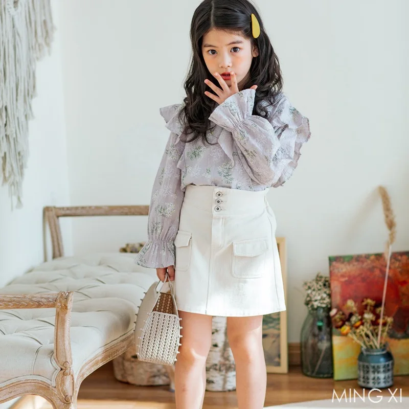 

2019 korean style girls shirt long sleeve autumn fashion girls blouse 2-7t