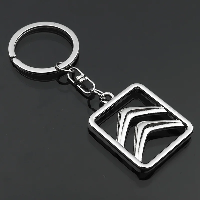 

3D Metal keychain car logo keychain keyring key holder rotatable keychain car pendant auto accessories for Citroen