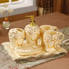 Набор из европейской керамики для ванной комнаты, набор из пяти предметов для мытья, Высококачественные принадлежности для ванной комнаты, креативная кружка для зубной щетки LO7231028