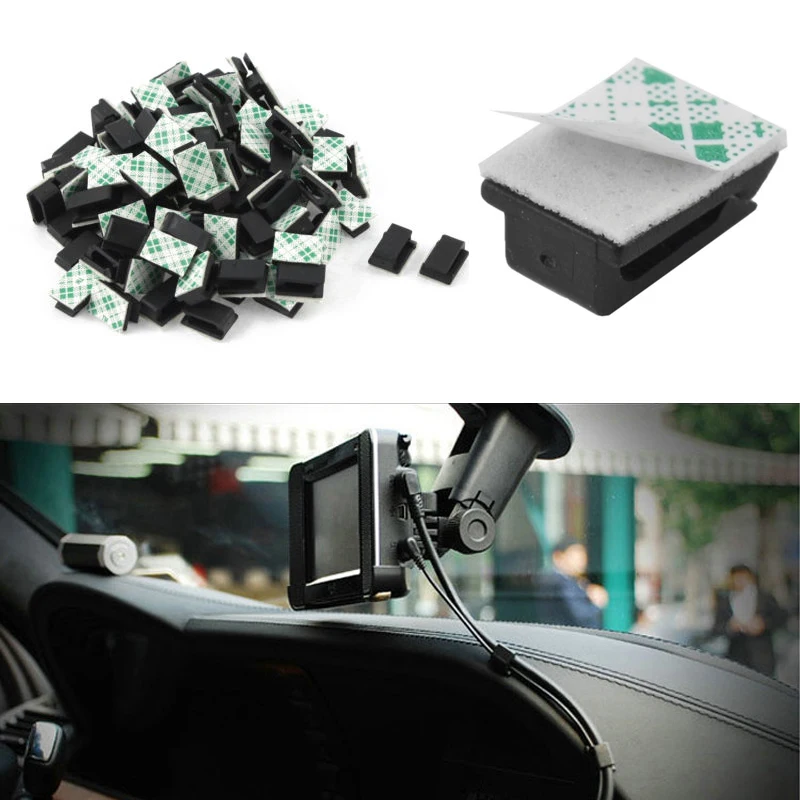 

50pcs/lot Mini Cable Clip Wire Holder Organizer Cord Cable Fixed Seat Cable Adhesive Tie Mount Cable Winder Wiring Harness