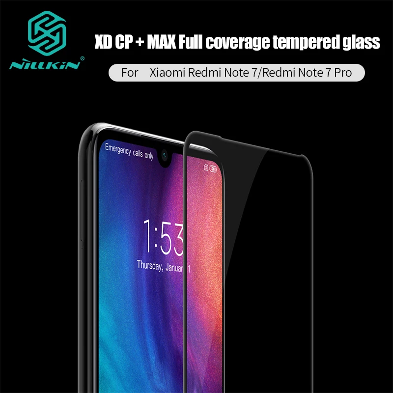 

Redmi Note 7 Glass NILLKIN XD+ anti glare Screen Protector For Xiaomi Redmi Note 7 Pro 3D Safety Protective Tempered Glass 6.3''