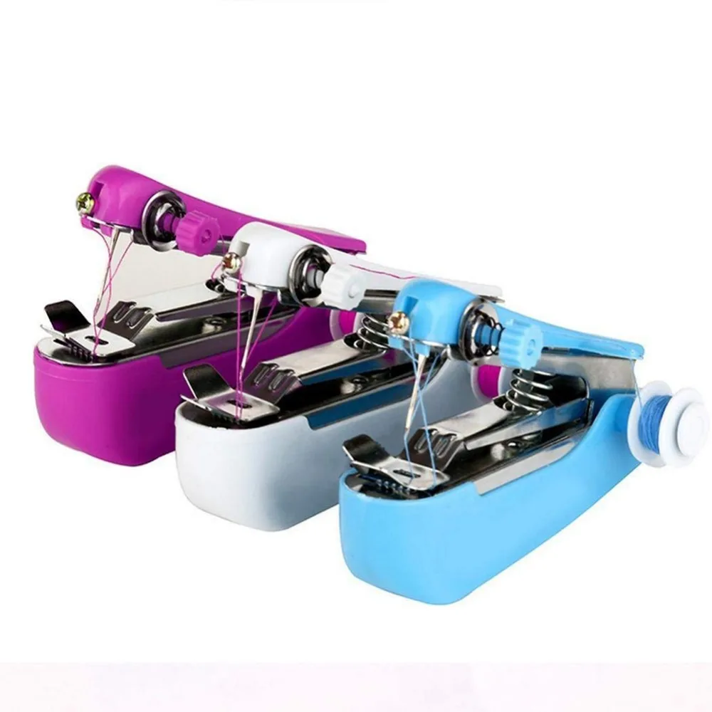 Portable Mini Sewing Machine Quick Stitch Sew Needlework Cordless Curtains Clothes Fabrics Household Hand-held Sewing Machine