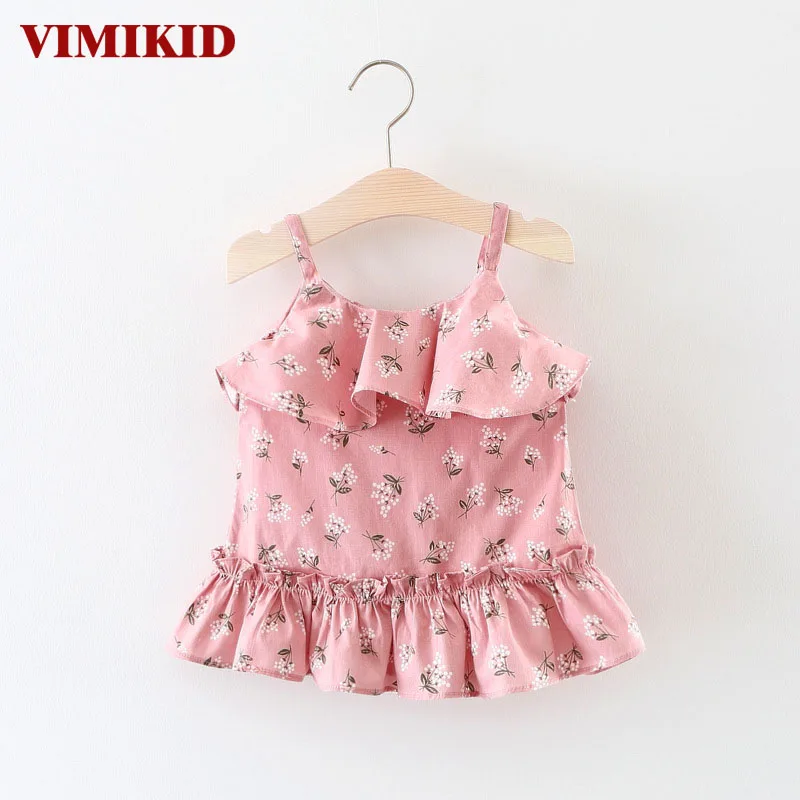 

VIMIKID 2017 New Summer Baby Girl Dress Fashion Floral Sleeveless Stitching Kids Clothing Children Clothes Toddler Dresses 0-2Y